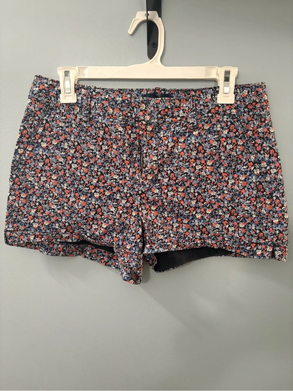 GAP Floral Jean Shorts - Navy with Coral and Light Blue